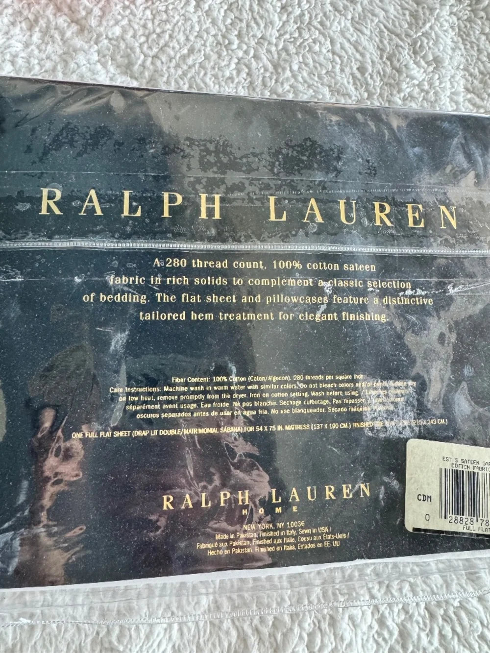 Vintage Ralph Lauren Estate Sateen Gardenia 280 Thread Count Full Flat Sheet New